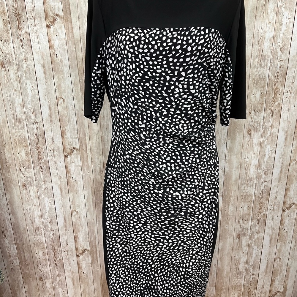 Chaps Black and White Ruched‎ Sheath Dress